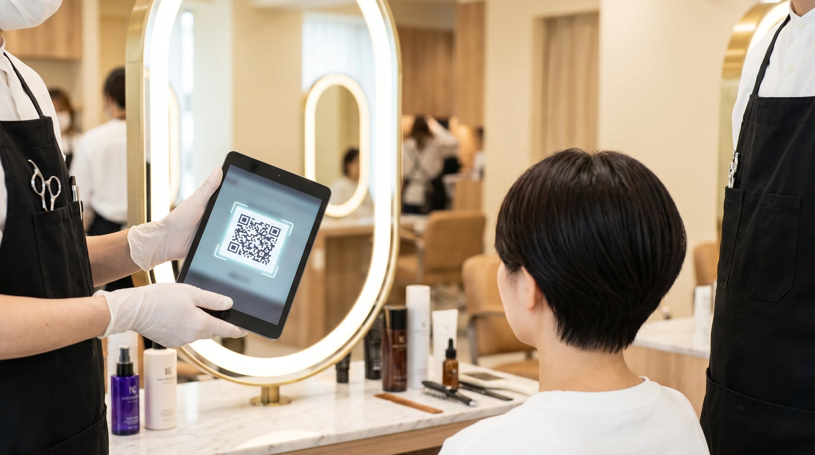 美容室のGoogle口コミ依頼シーン
