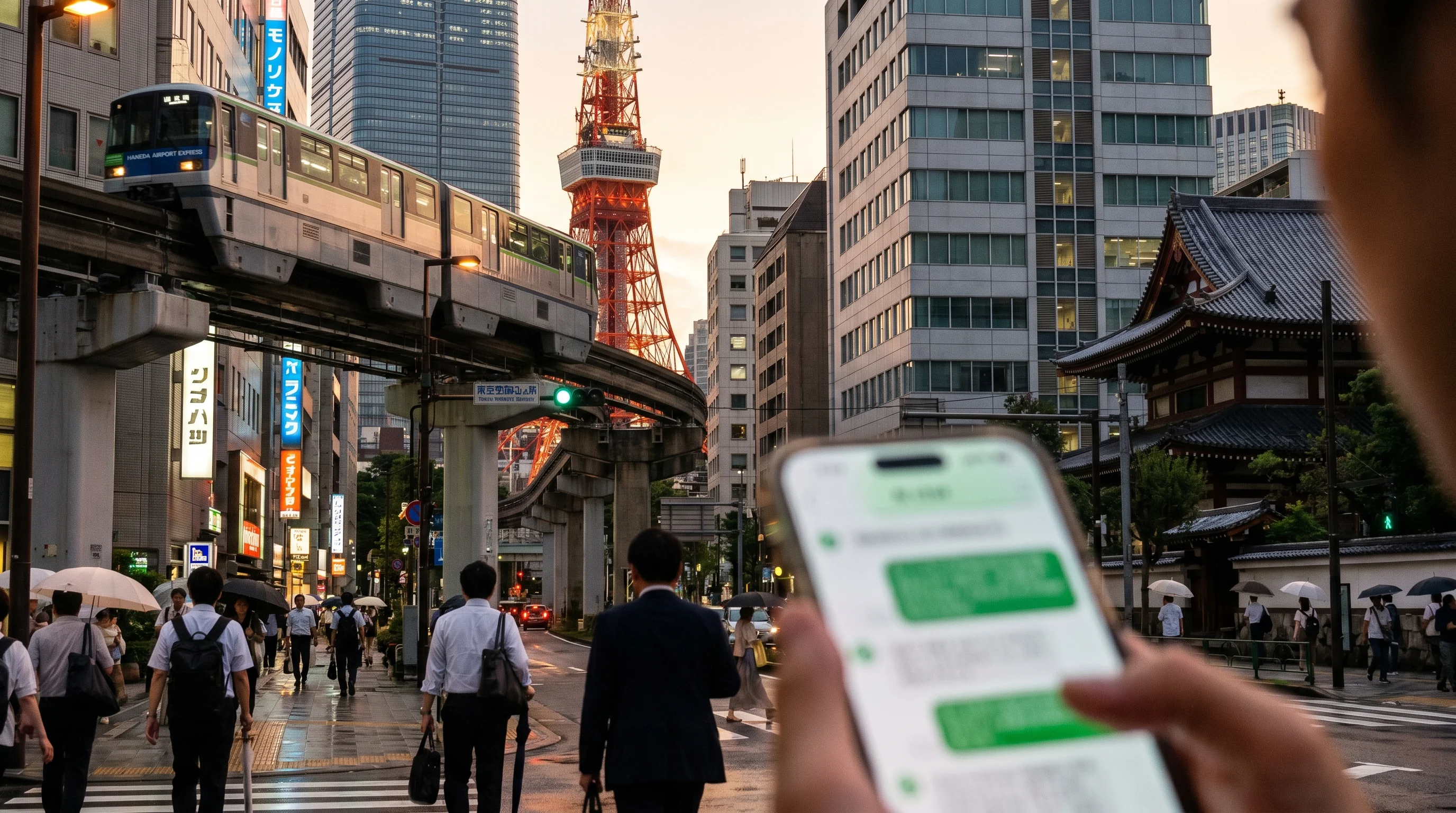 浜松町駅の街並み / 店舗集客のAI検索最適化（AIO）のイメージ