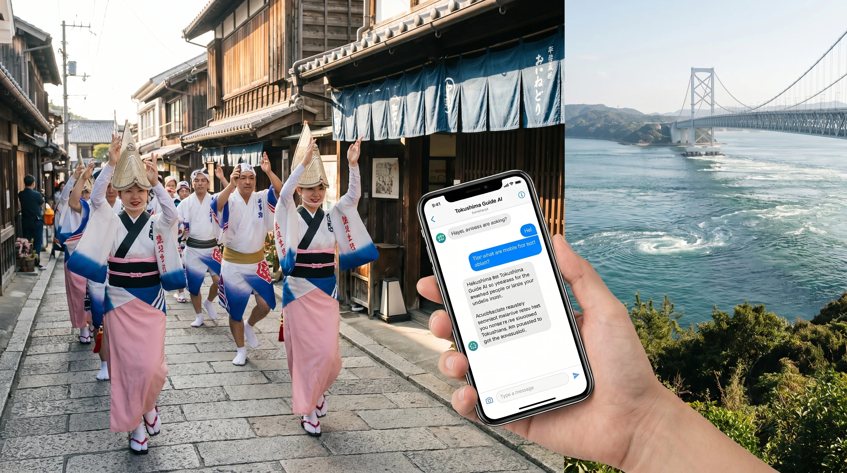 徳島県の街並み / 店舗集客のAI検索最適化（AIO）のイメージ